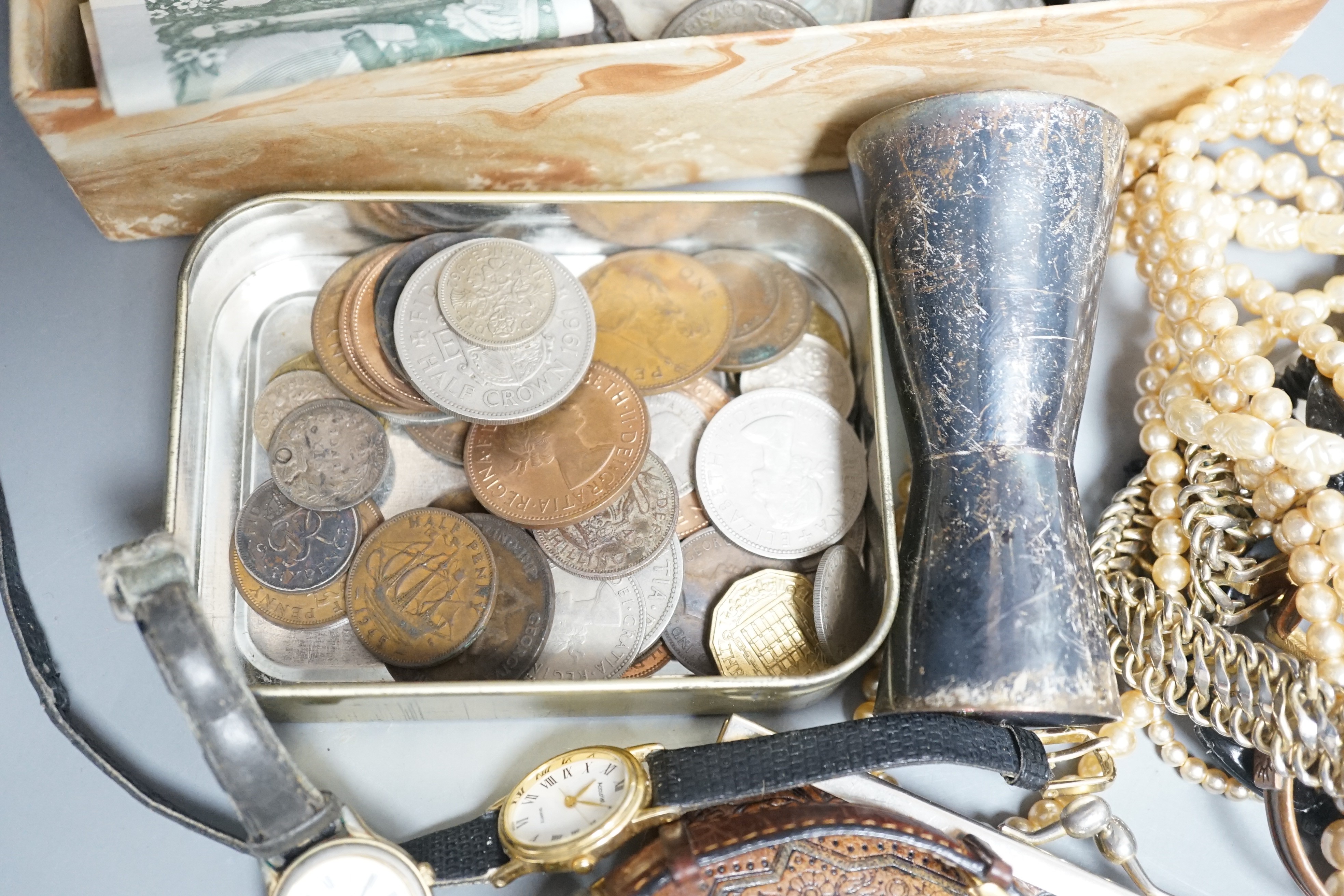 A quantity of mixed coinage and ephemera